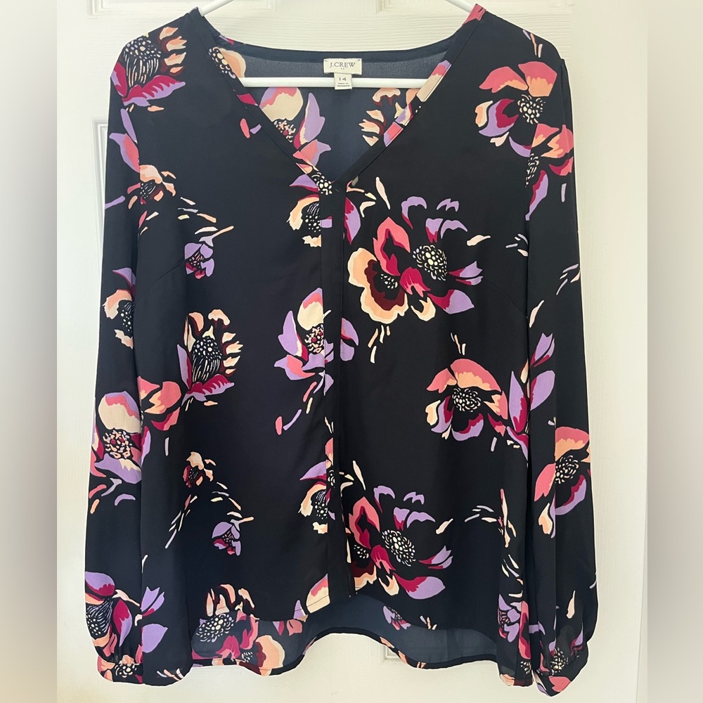 J.Crew sheer floral blouse - size 14